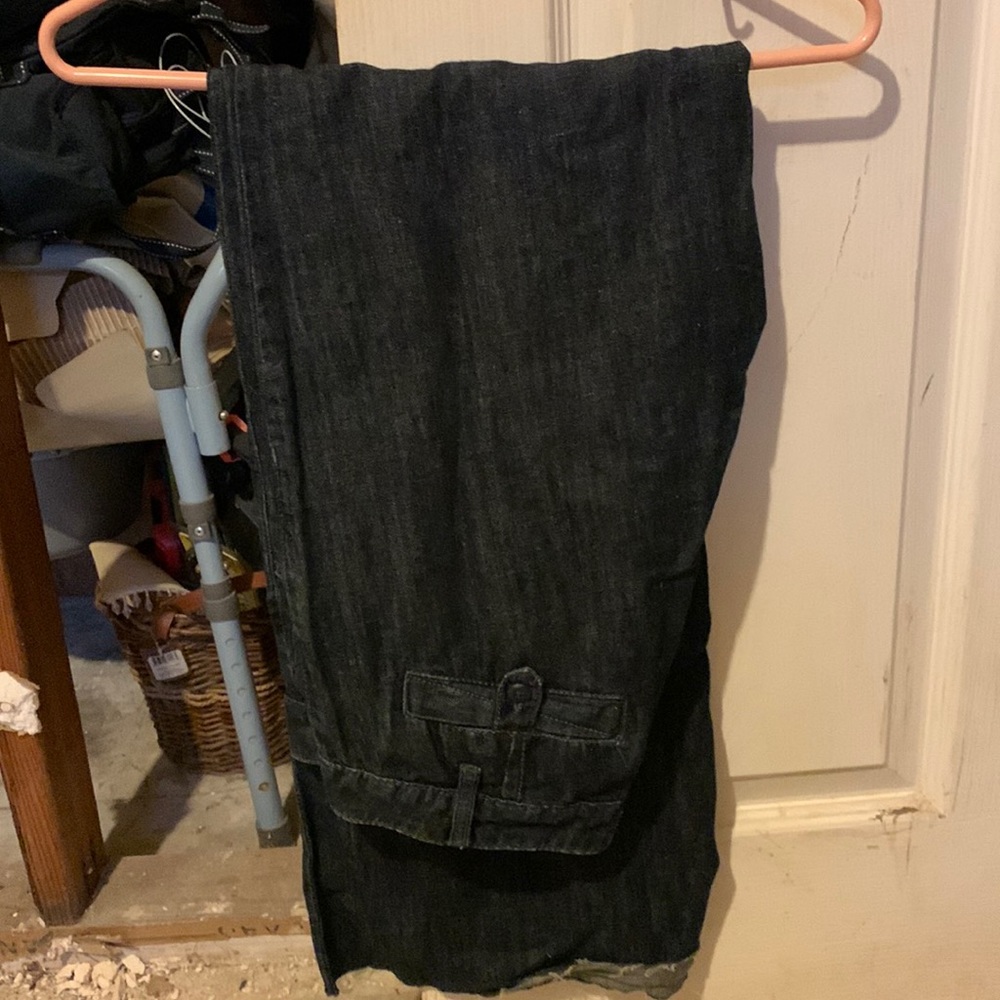 Volcom wide leg jeans with shredded cuffs